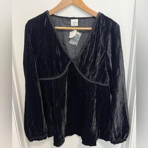 NWT Motherhood Women Maternity Black Velvet Blouse